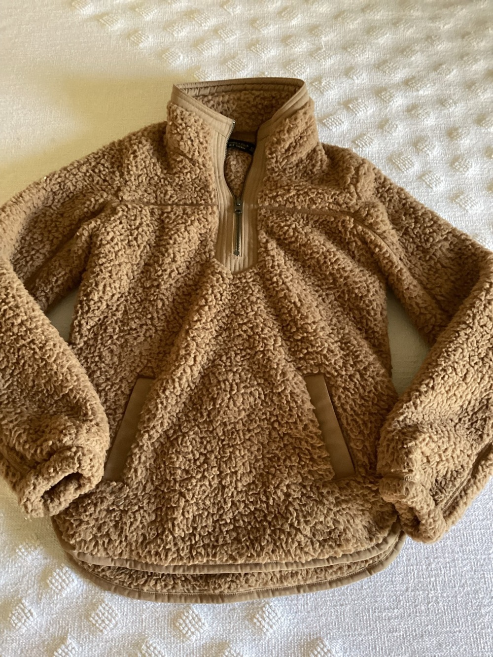 Abercrombie & Fitch sherpa womens pullover brown xxsmall kangeroo pocket